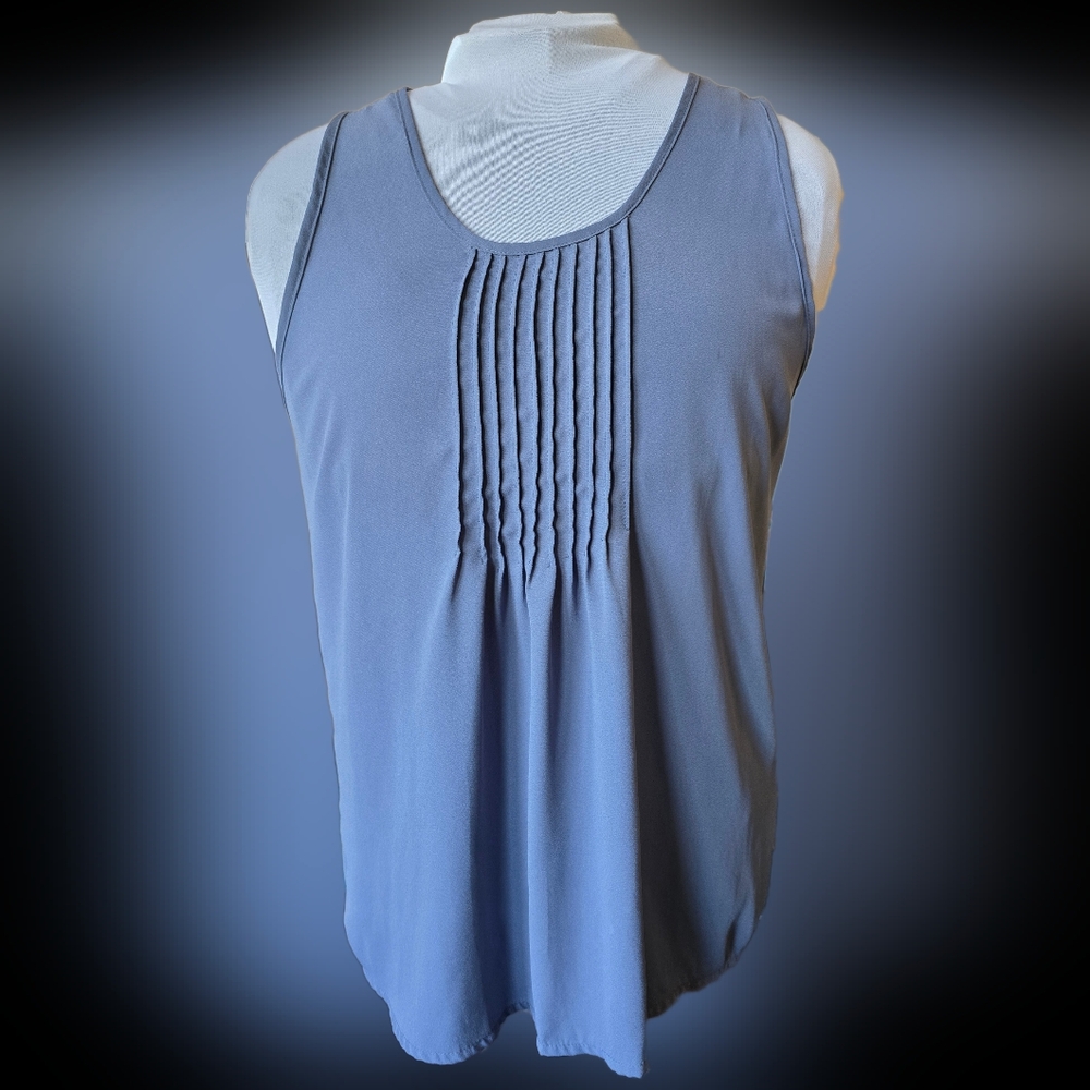 BKE Red womens tank top XL‎ slate blue color chiffon